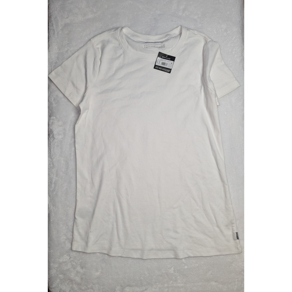 Eddie Bauer Womens Favorite Crew Tee White Short Sleeve Cotton T-Shirt 1X 1185